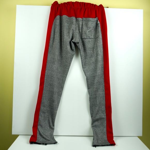 EPTM Track Pants Jogger Men Sz Small Plaid Zip Ankles Red Streetwear Style #8817 - Picture 6 of 8